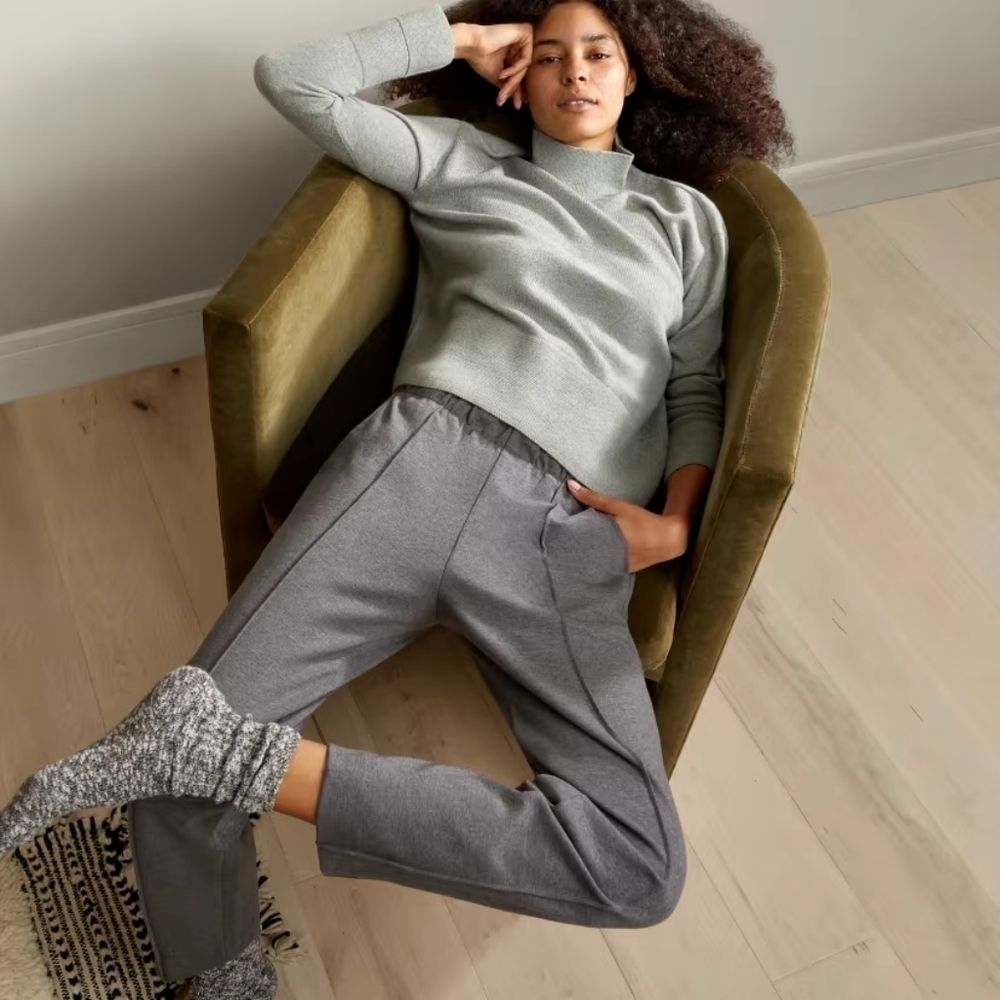 Everlane Dream Pant Heather Gray Women High Rise Crop Pull On Ponte NEW
